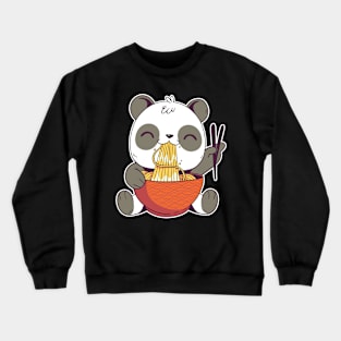 Cute panda bear eating ramen Crewneck Sweatshirt